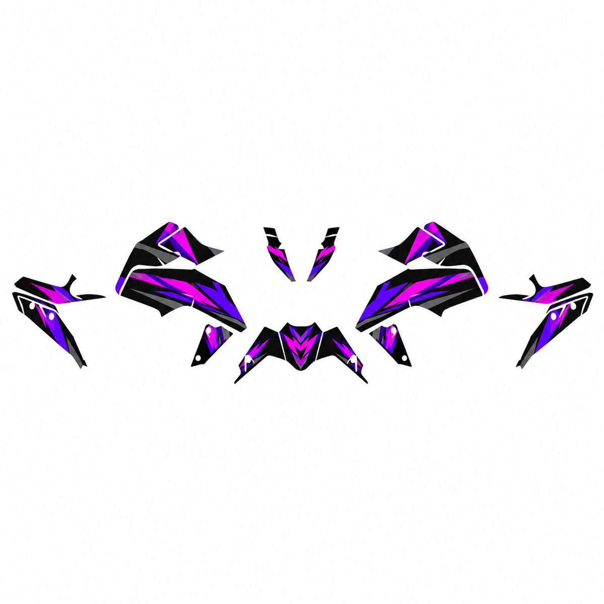 Grafiche adesive personalizzate per KTM Duke, viola e nero — kit Binni Design, modello 03