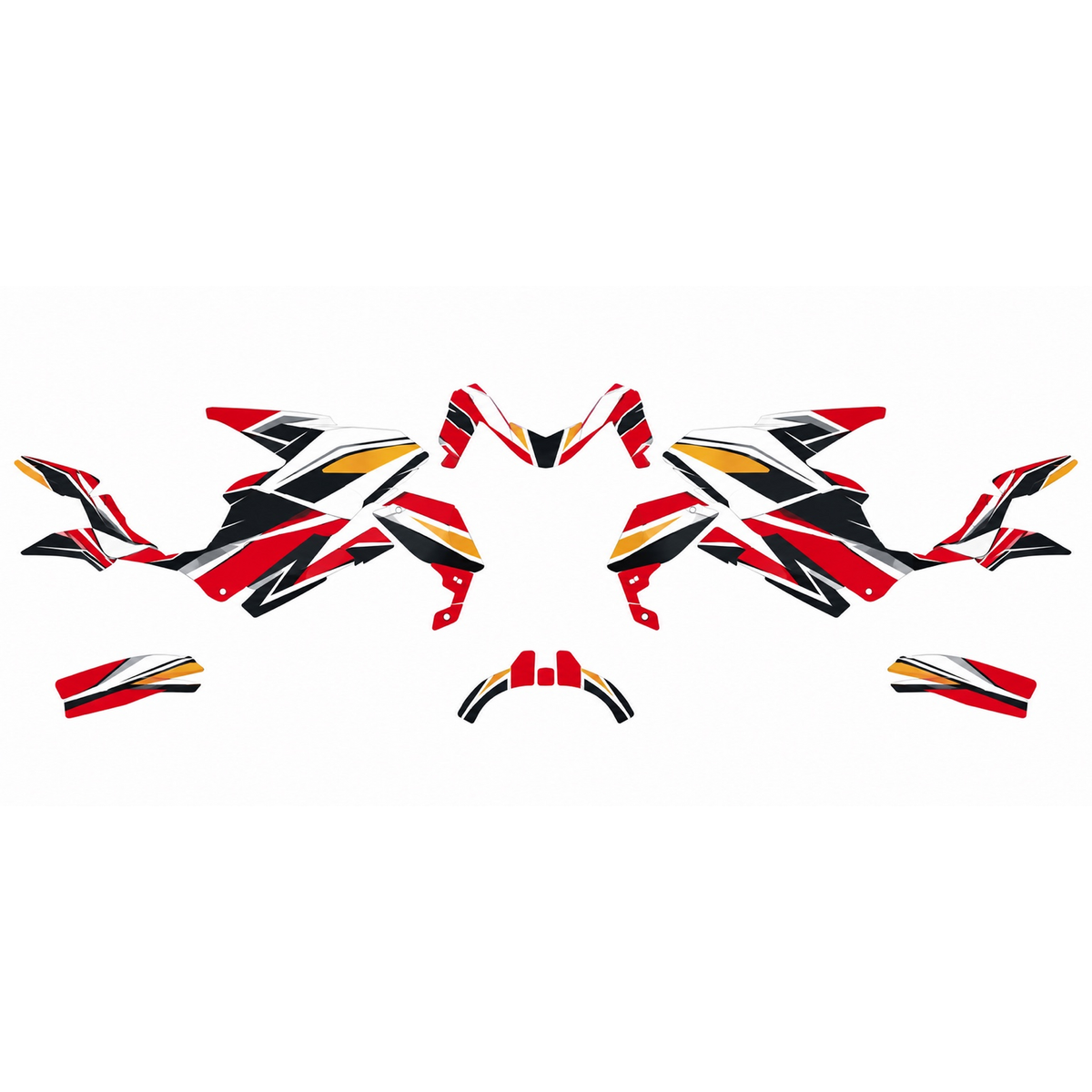 Grafiche adesive personalizzate per Honda stradale, rosso e oro — kit Binni Design, modello 03