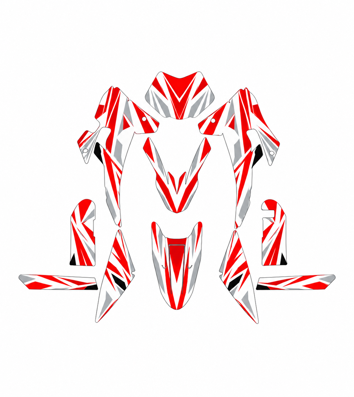 Grafiche adesive personalizzate per Fantic 50 e 125, rosso e grigio — kit Binni Design, modello 04