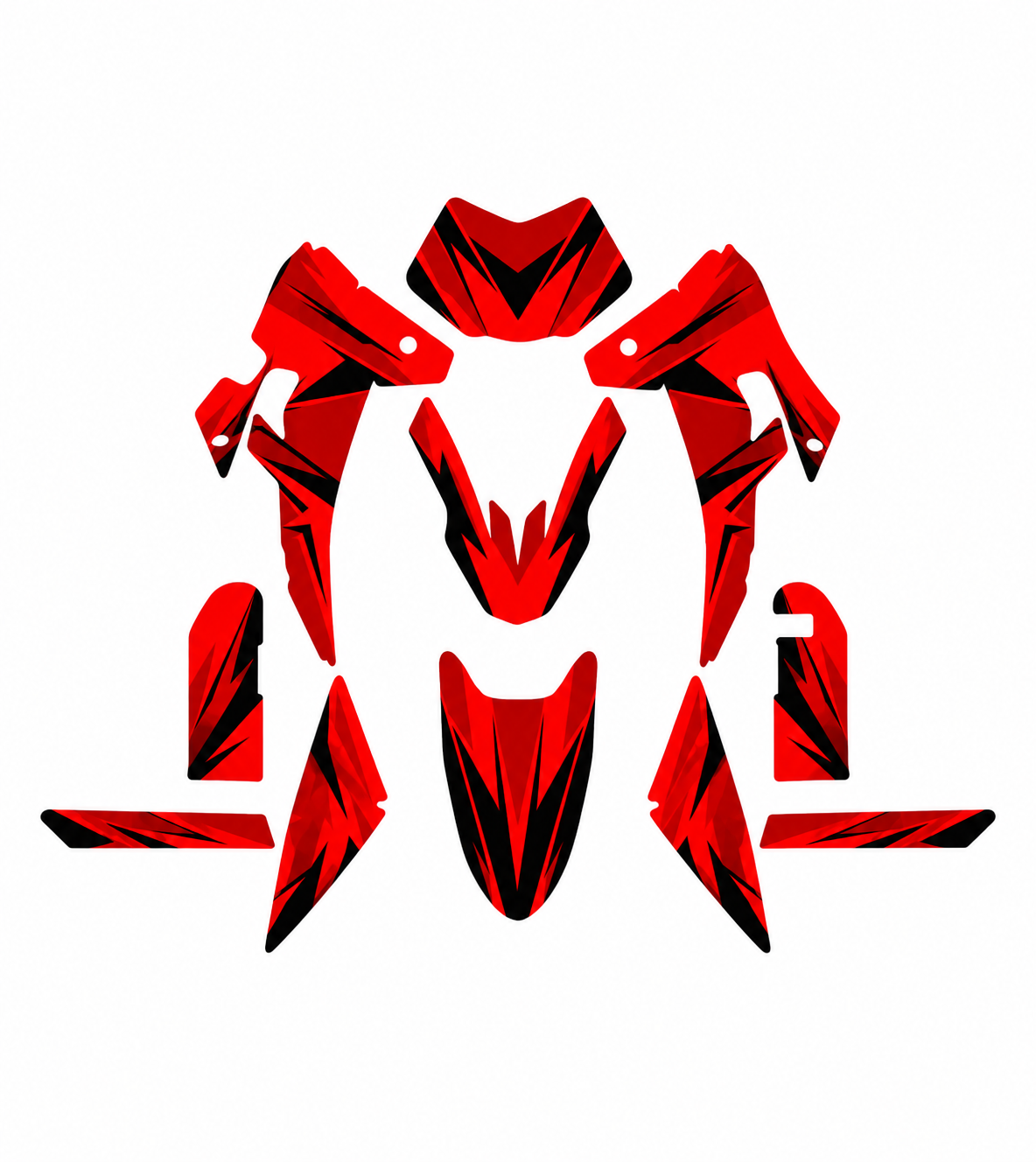 Grafiche adesive personalizzate per Fantic 50 e 125, rosso e nero — kit Binni Design, modello 11