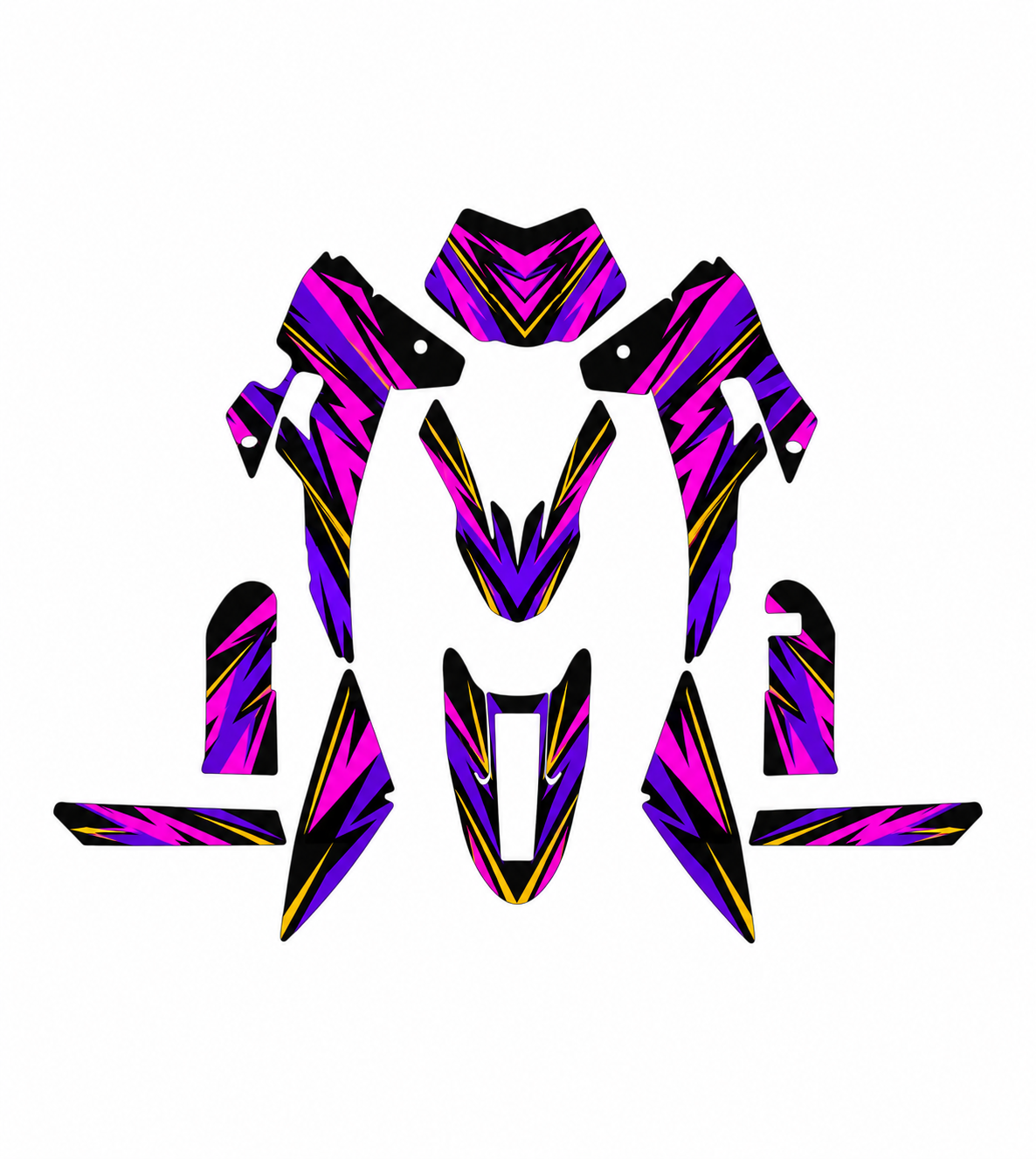 Grafiche adesive personalizzate per Fantic 50 e 125, viola e nero — kit Binni Design, modello 15