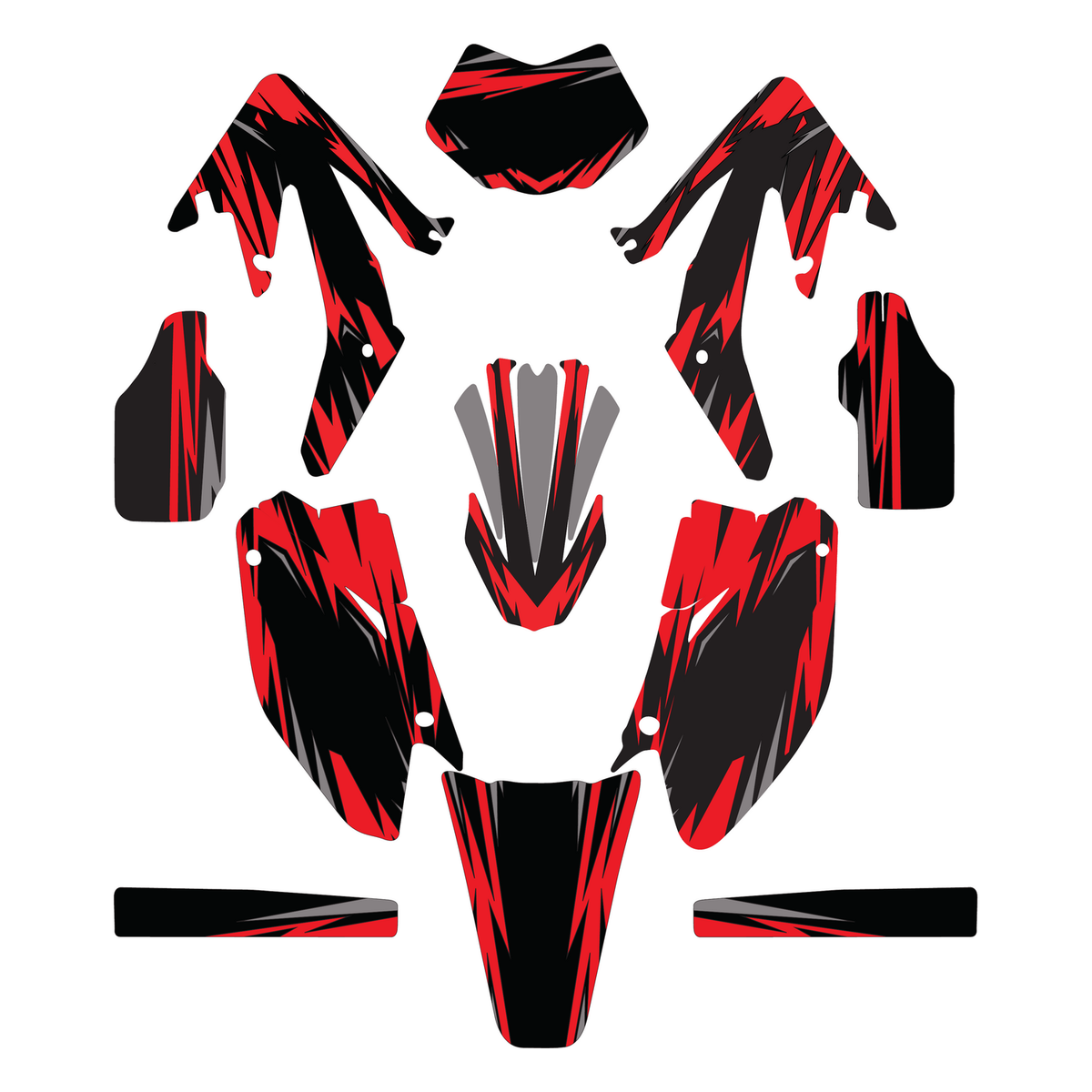Grafiche adesive personalizzate per HM 50 e 125, rosso e nero — kit Binni Design, modello 16