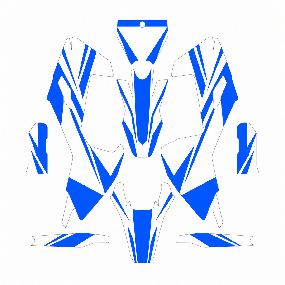 Grafiche adesive personalizzate per Husqvarna SM e WR 125, blu e bianco — kit Binni Design, modello 01