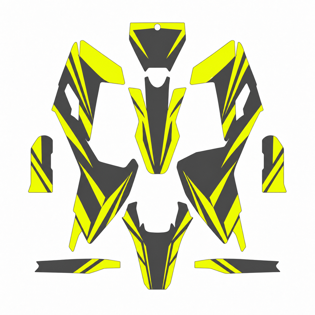 Grafiche adesive personalizzate per Husqvarna SM e WR 125, giallo e grigio — kit Binni Design, modello 09