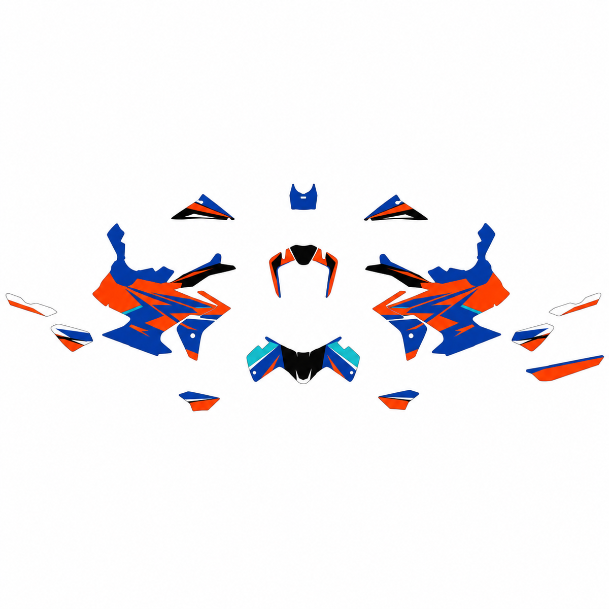 Grafiche adesive personalizzate per KTM adventure, blu e arancio — kit Binni Design, modello 03