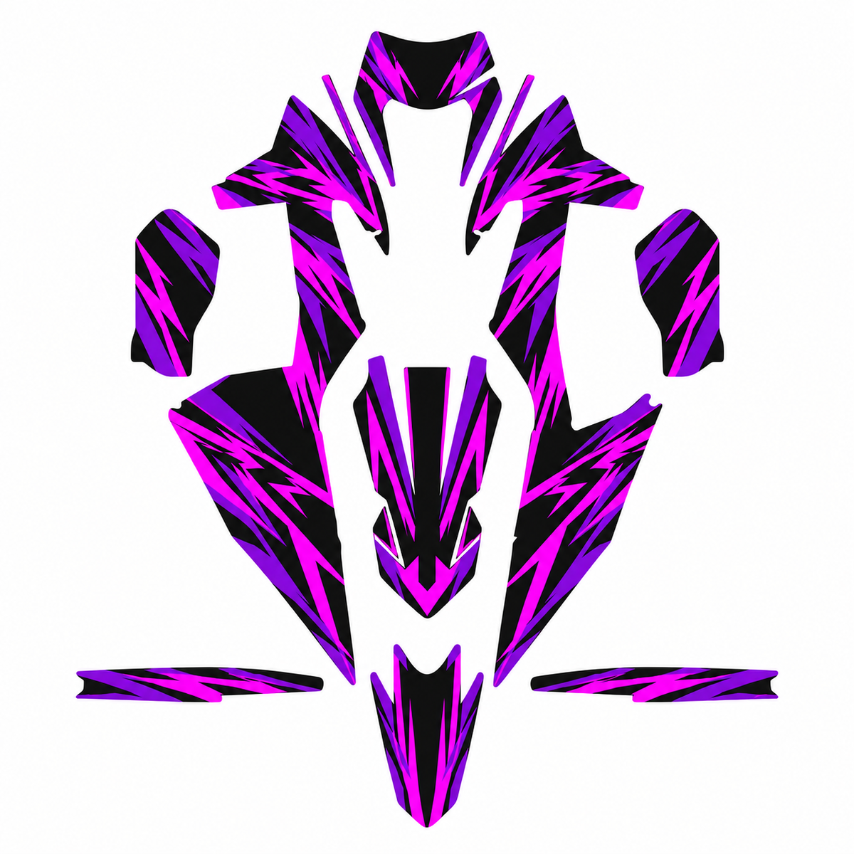 Grafiche adesive personalizzate per KTM motard, viola e fucsia — kit Binni Design, modello 04