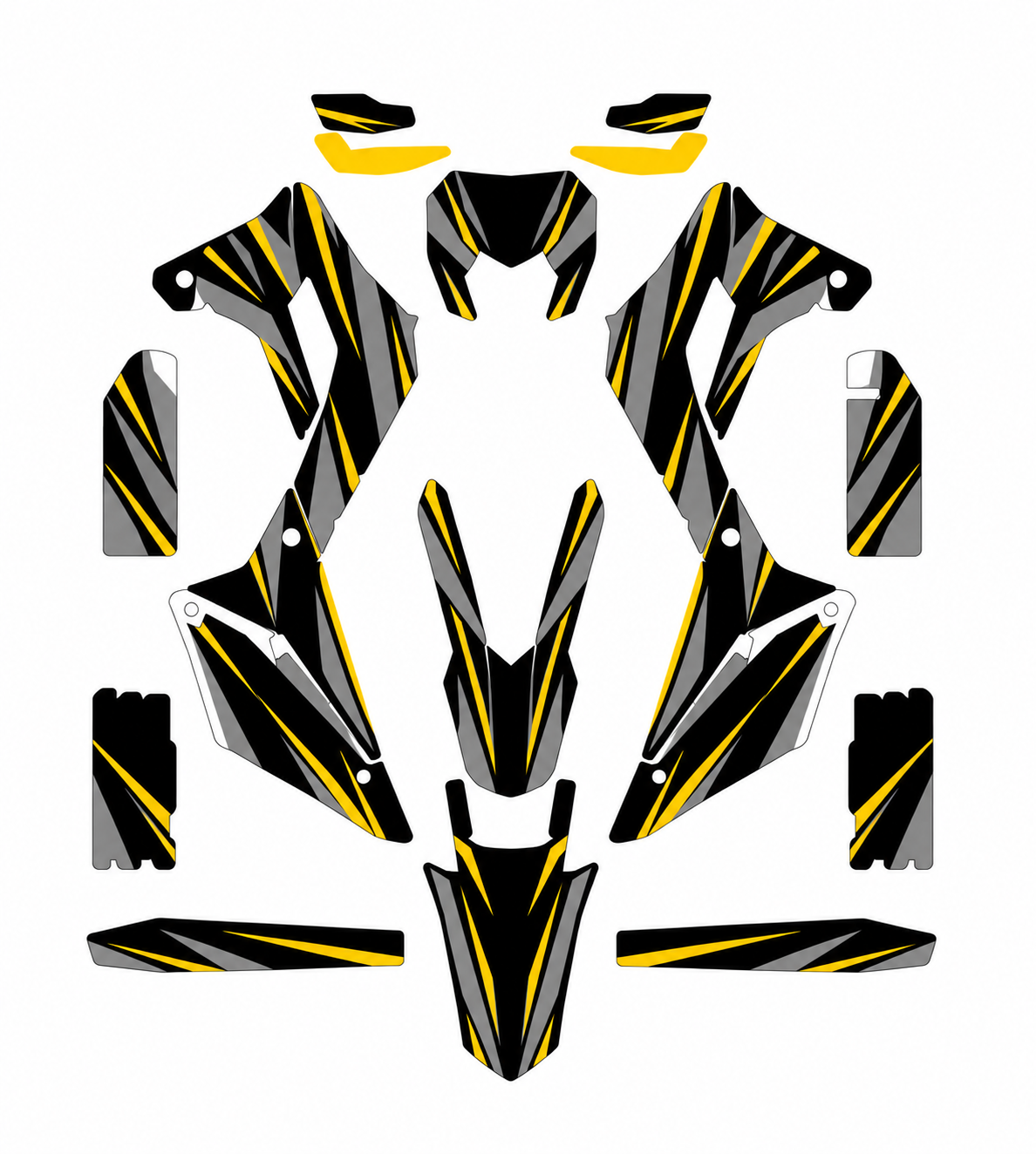 Grafiche adesive personalizzate per Sherco, giallo e nero — kit Binni Design, modello 04