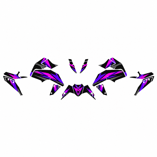 Grafiche adesive personalizzate per KTM Duke, viola e nero — kit Binni Design, modello 03