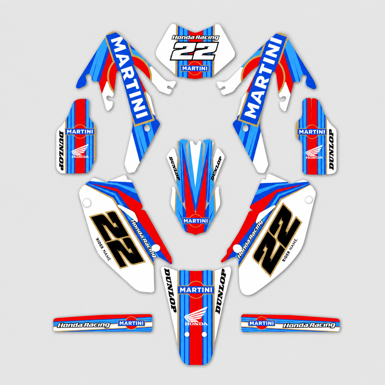 grafiche personalizzate moto HM 50 125 design Martini con numeri personalizzabili