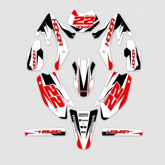 grafiche personalizzate moto HM 50 125 design Bianco Racing con numeri personalizzabili
