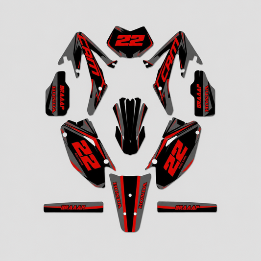 grafiche personalizzate moto HM 50 125 design Braaap Nero con numeri personalizzabili
