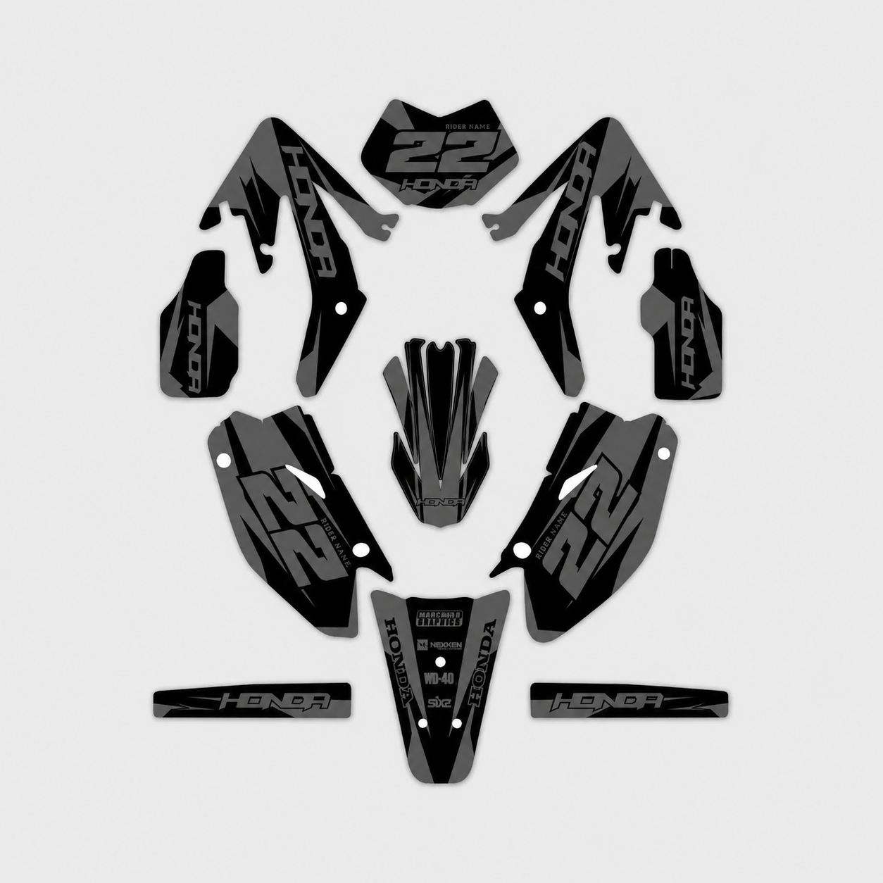 grafiche personalizzate moto HM 50 125 design Grigio Totale con numeri personalizzabili