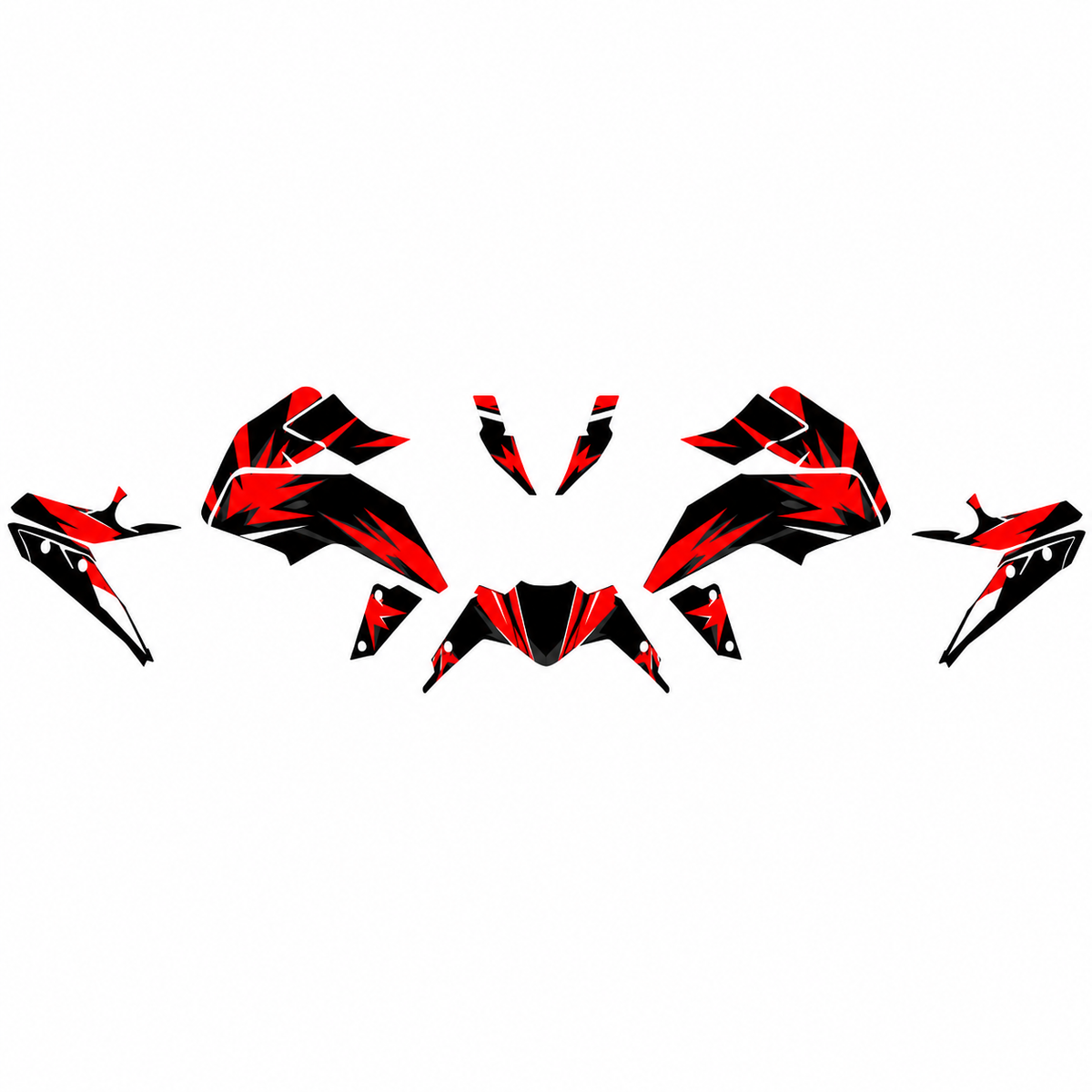 Grafiche adesive personalizzate per KTM Duke, rosso e nero — kit Binni Design, modello 04