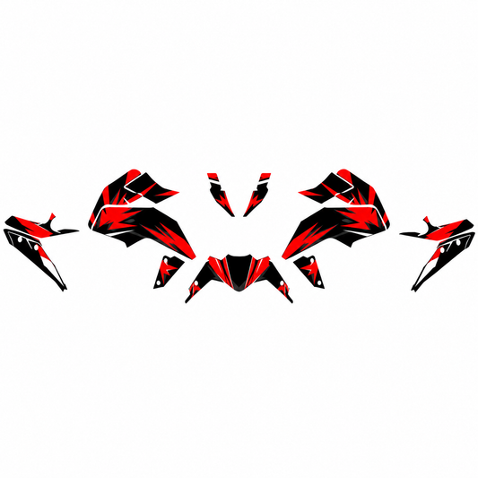 Grafiche adesive personalizzate per KTM Duke, rosso e nero — kit Binni Design, modello 04