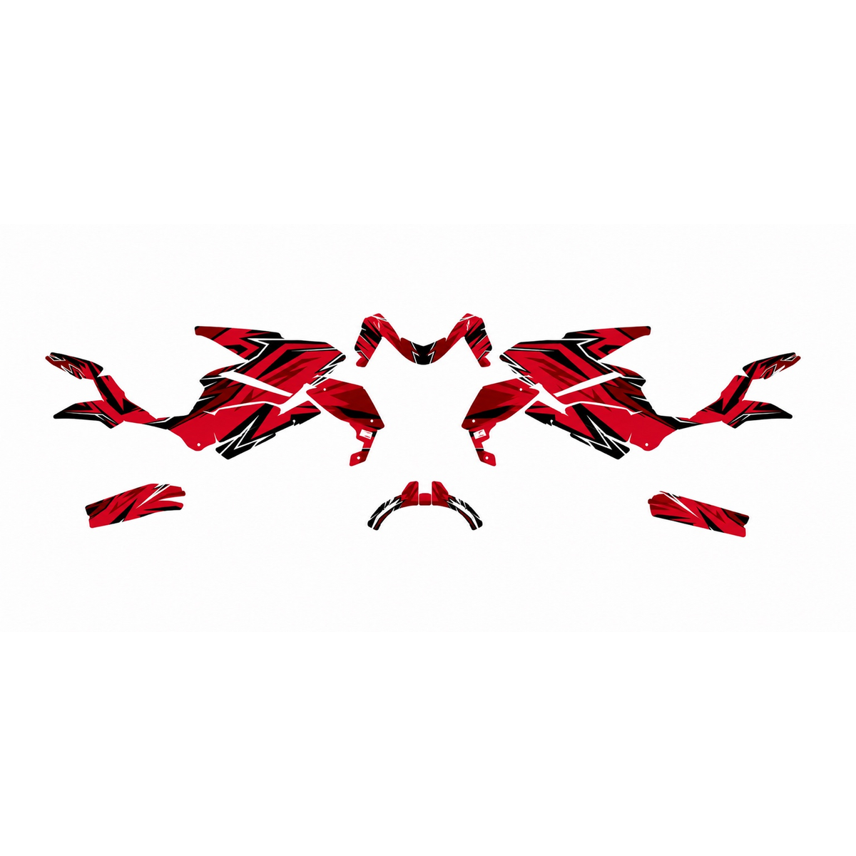Grafiche adesive personalizzate per Honda stradale, rosso e nero — kit Binni Design, modello 01
