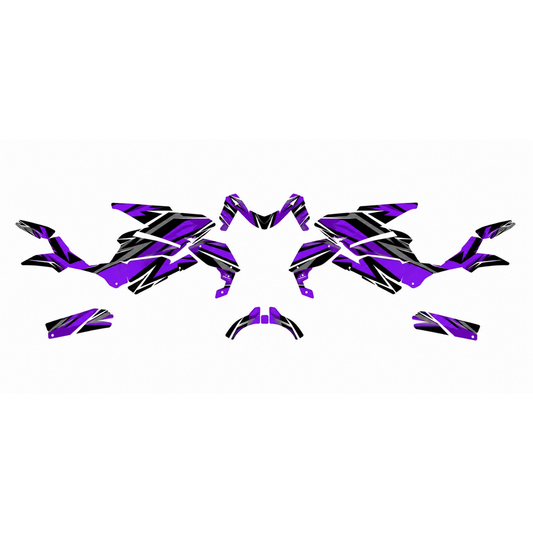Grafiche adesive personalizzate per Honda stradale, viola e nero — kit Binni Design, modello 05