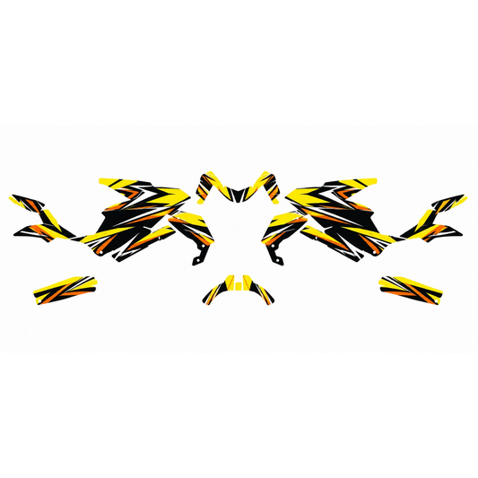 Grafiche adesive personalizzate per Honda stradale, giallo e nero — kit Binni Design, modello 07