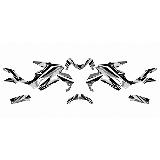 Grafiche adesive personalizzate per Honda stradale, nero e grigio — kit Binni Design, modello 08