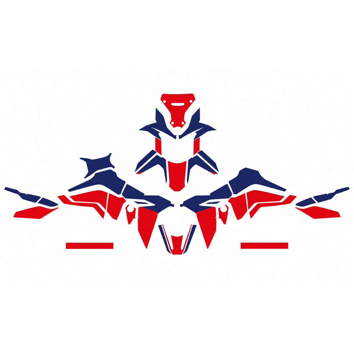Grafiche adesive personalizzate per Honda adventure, blu e rosso — kit Binni Design, modello 08
