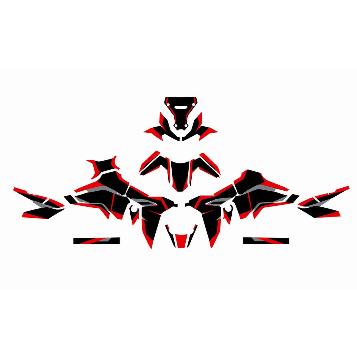 Grafiche adesive personalizzate per Honda adventure, nero e rosso — kit Binni Design, modello 07