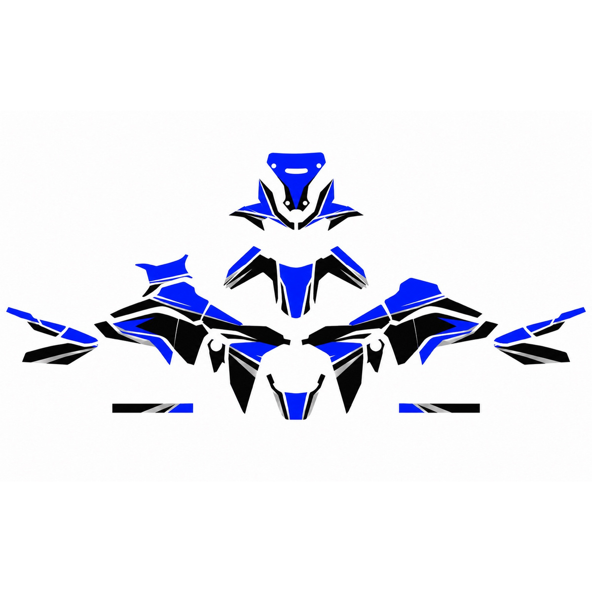 Grafiche adesive personalizzate per Honda adventure, nero e blu — kit Binni Design, modello 04