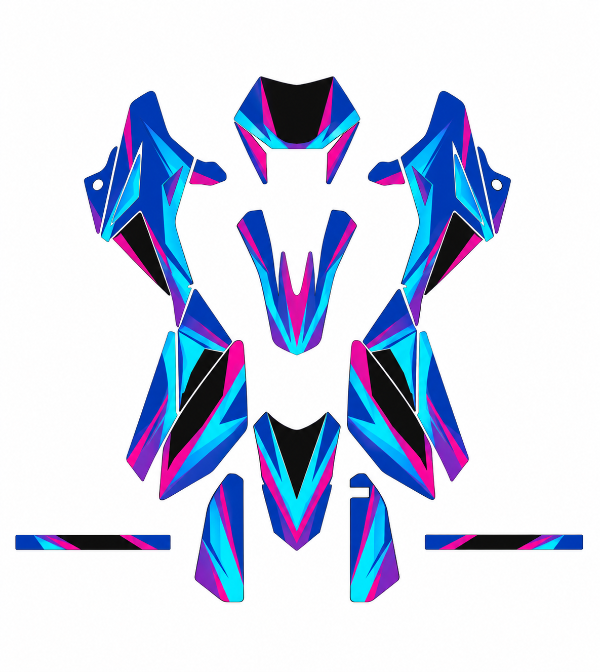Grafiche adesive personalizzate per Beta 50 e 125, blu e azzurro — kit Binni Design, modello 01