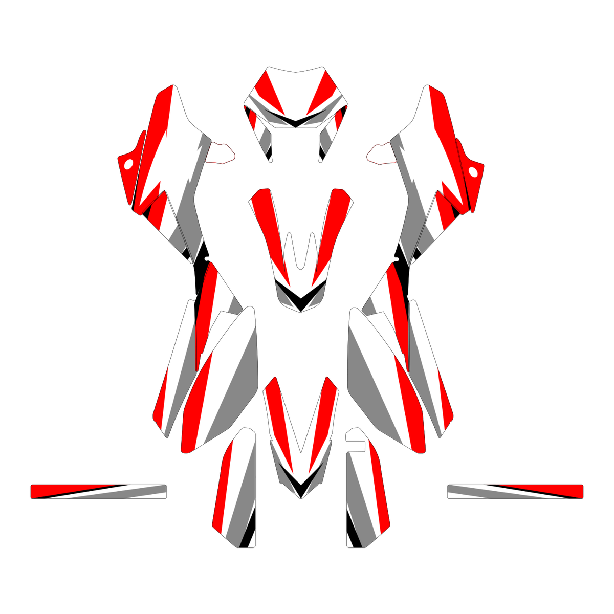 Grafiche adesive personalizzate per Beta 50 e 125, rosso e grigio — kit Binni Design, modello 07