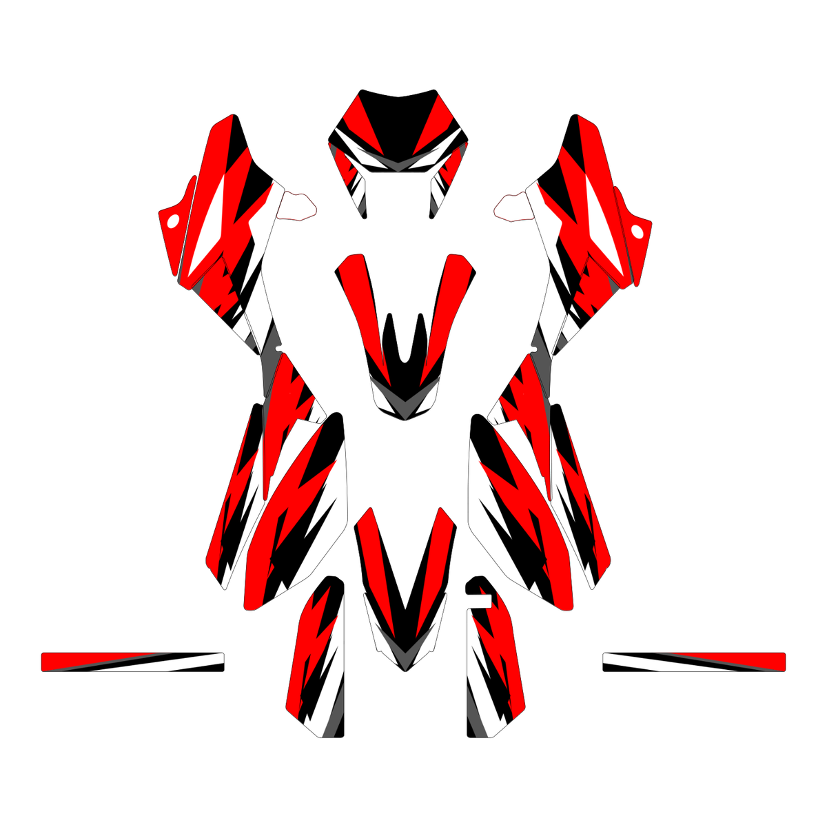 Grafiche adesive personalizzate per Beta 50 e 125, rosso e nero — kit Binni Design, modello 08