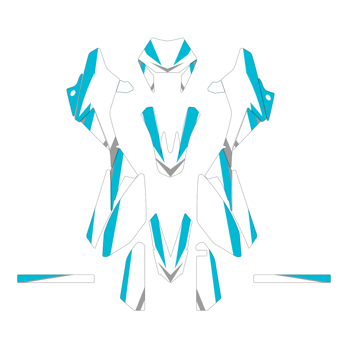 Grafiche adesive personalizzate per Beta 50 e 125, turchese — kit Binni Design, modello 10