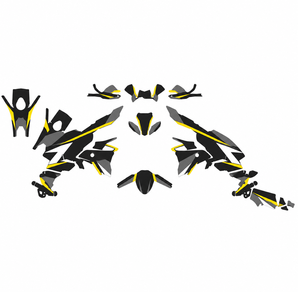 Grafiche adesive personalizzate per BMW adventure, giallo e nero — kit Binni Design, modello 04