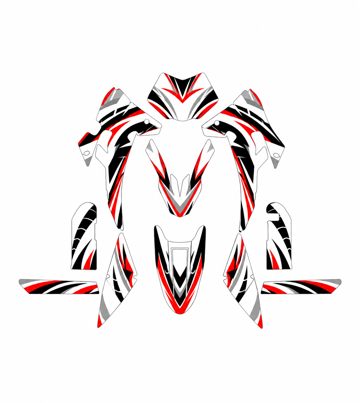 Grafiche adesive personalizzate per Fantic 50 e 125, rosso e grigio — kit Binni Design, modello 05