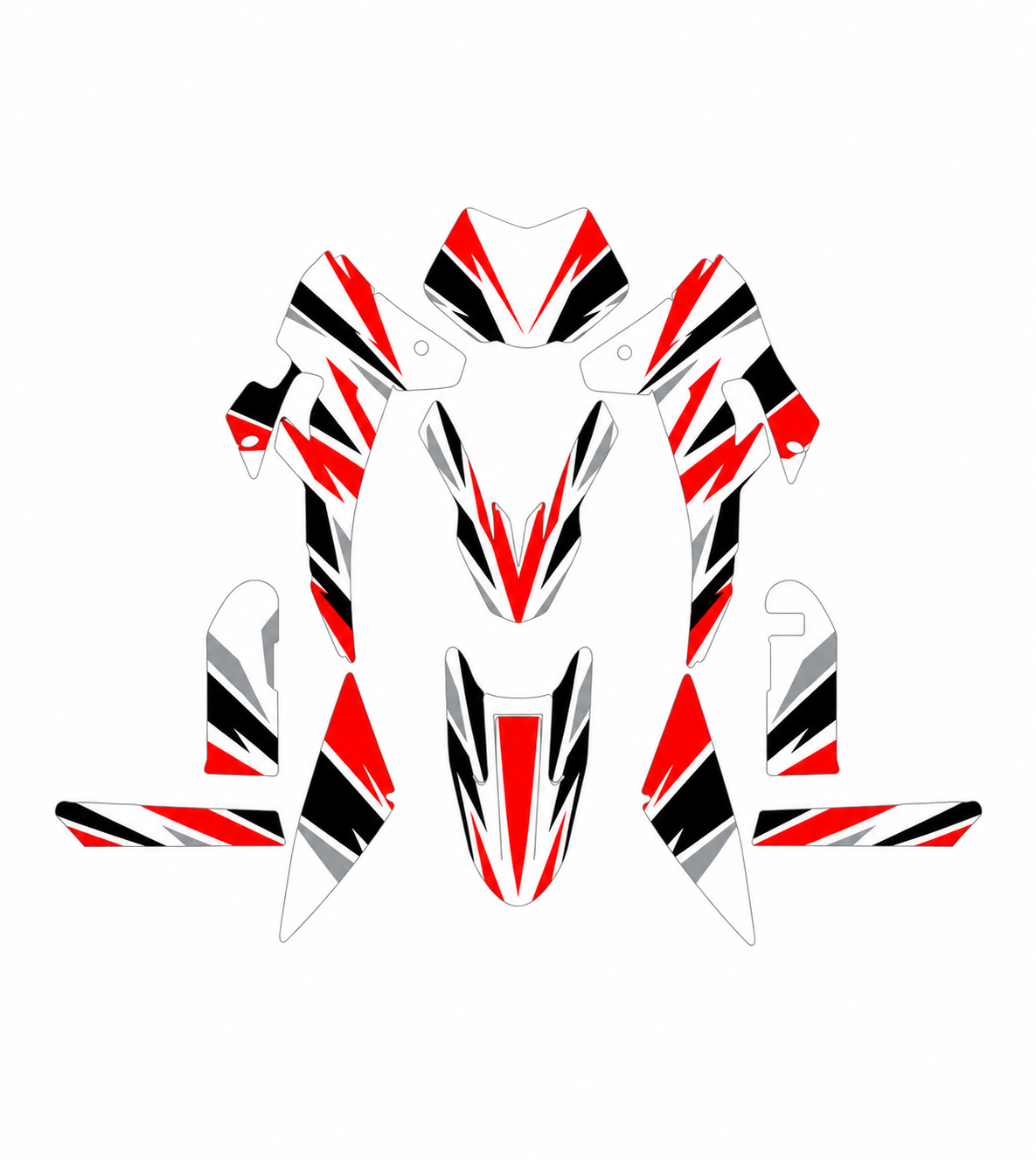 Grafiche adesive personalizzate per Fantic 50 e 125, rosso e grigio — kit Binni Design, modello 06