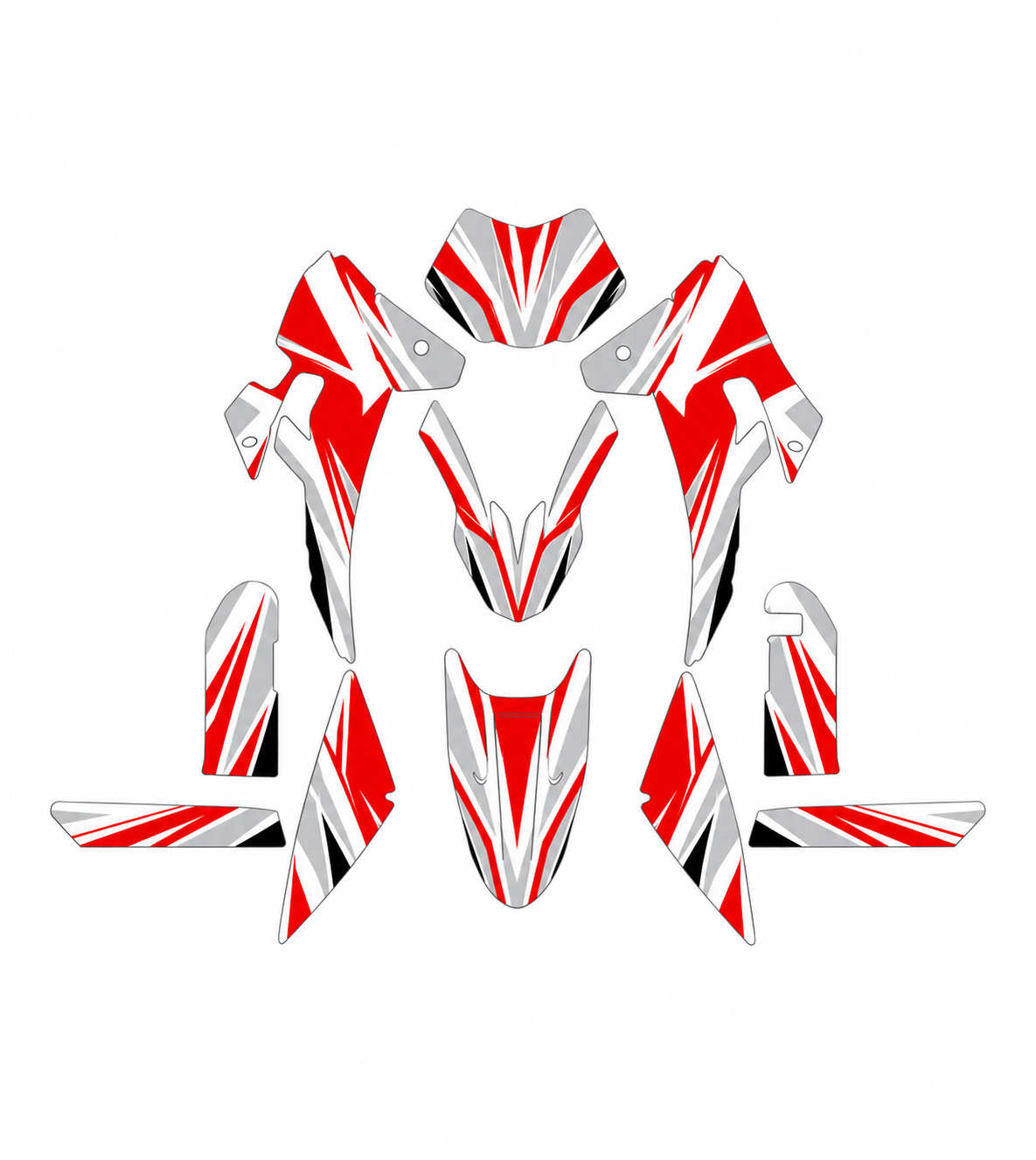 Grafiche adesive personalizzate per Fantic 50 e 125, rosso e grigio — kit Binni Design, modello 07