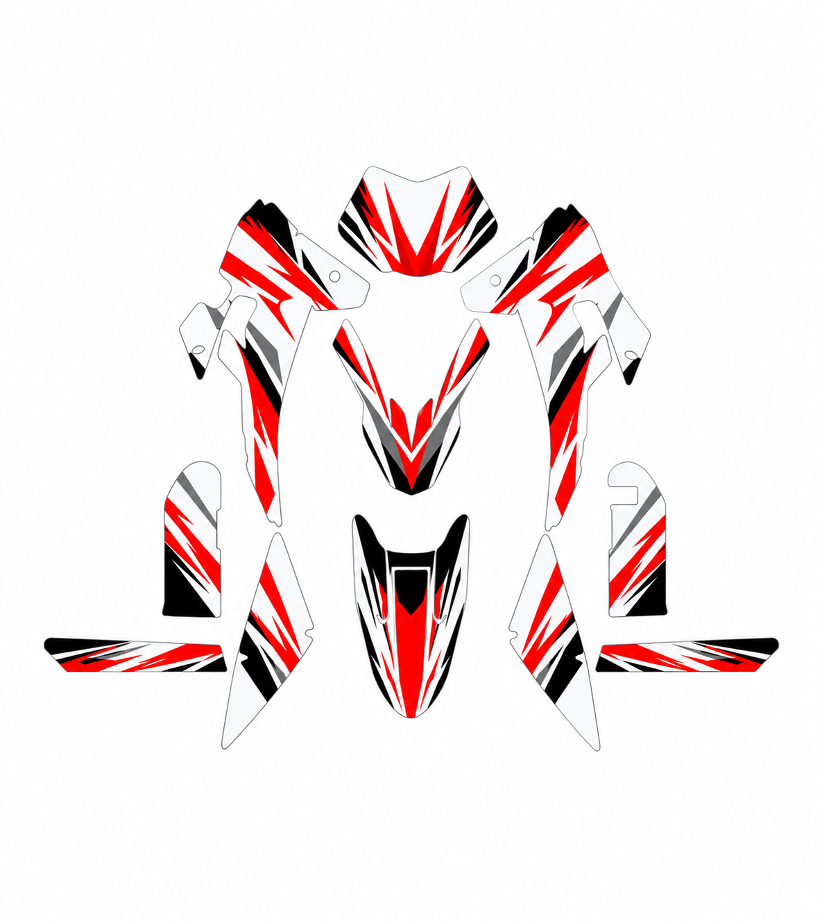 Grafiche adesive personalizzate per Fantic 50 e 125, rosso e grigio — kit Binni Design, modello 08
