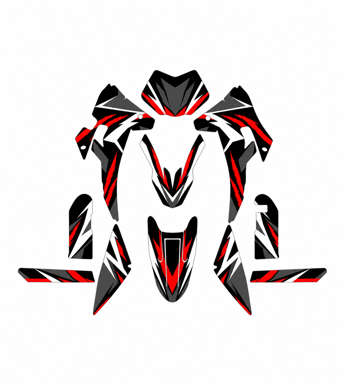 Grafiche adesive personalizzate per Fantic 50 e 125, rosso e nero — kit Binni Design, modello 10
