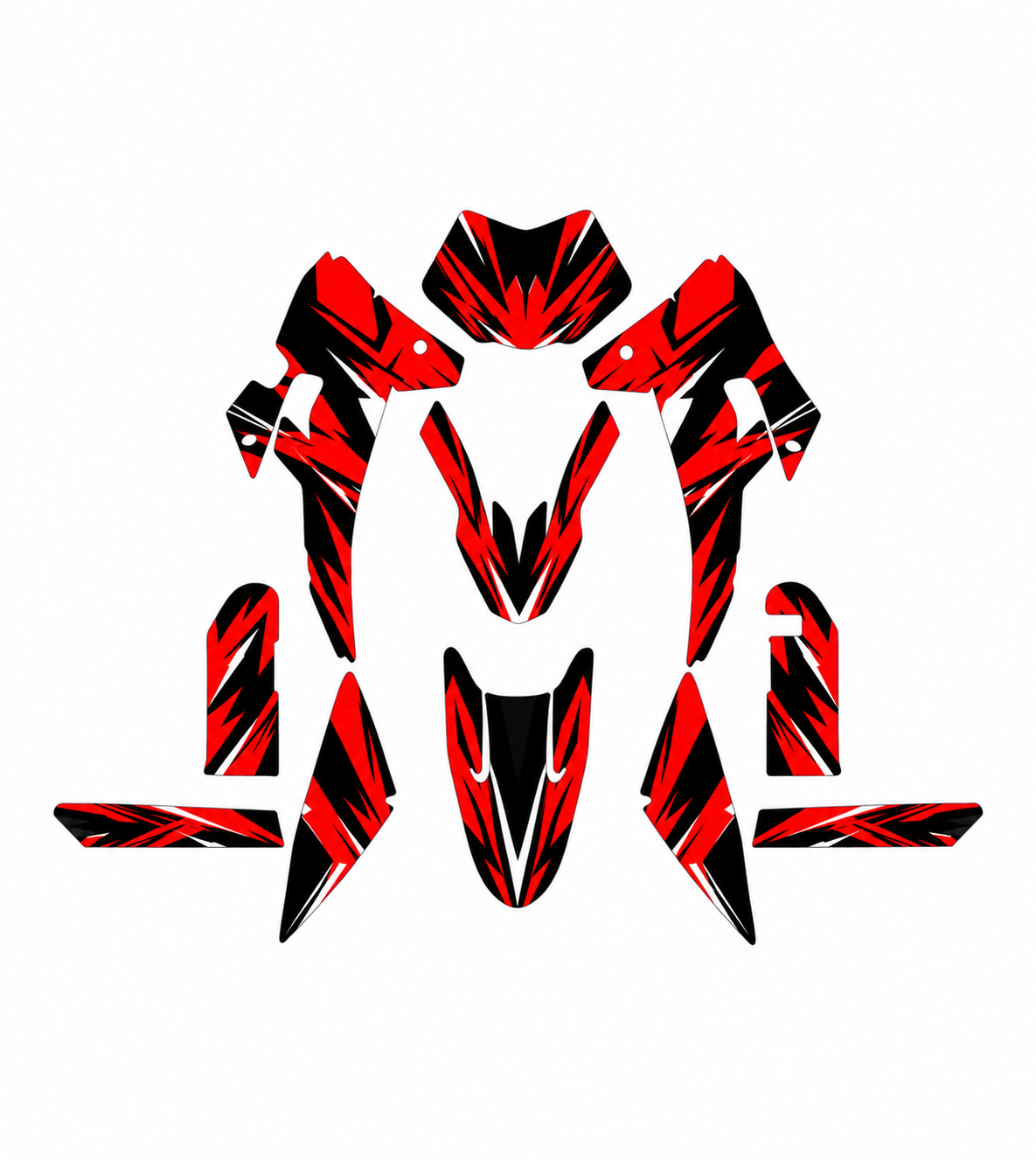 Grafiche adesive personalizzate per Fantic 50 e 125, rosso e nero — kit Binni Design, modello 12