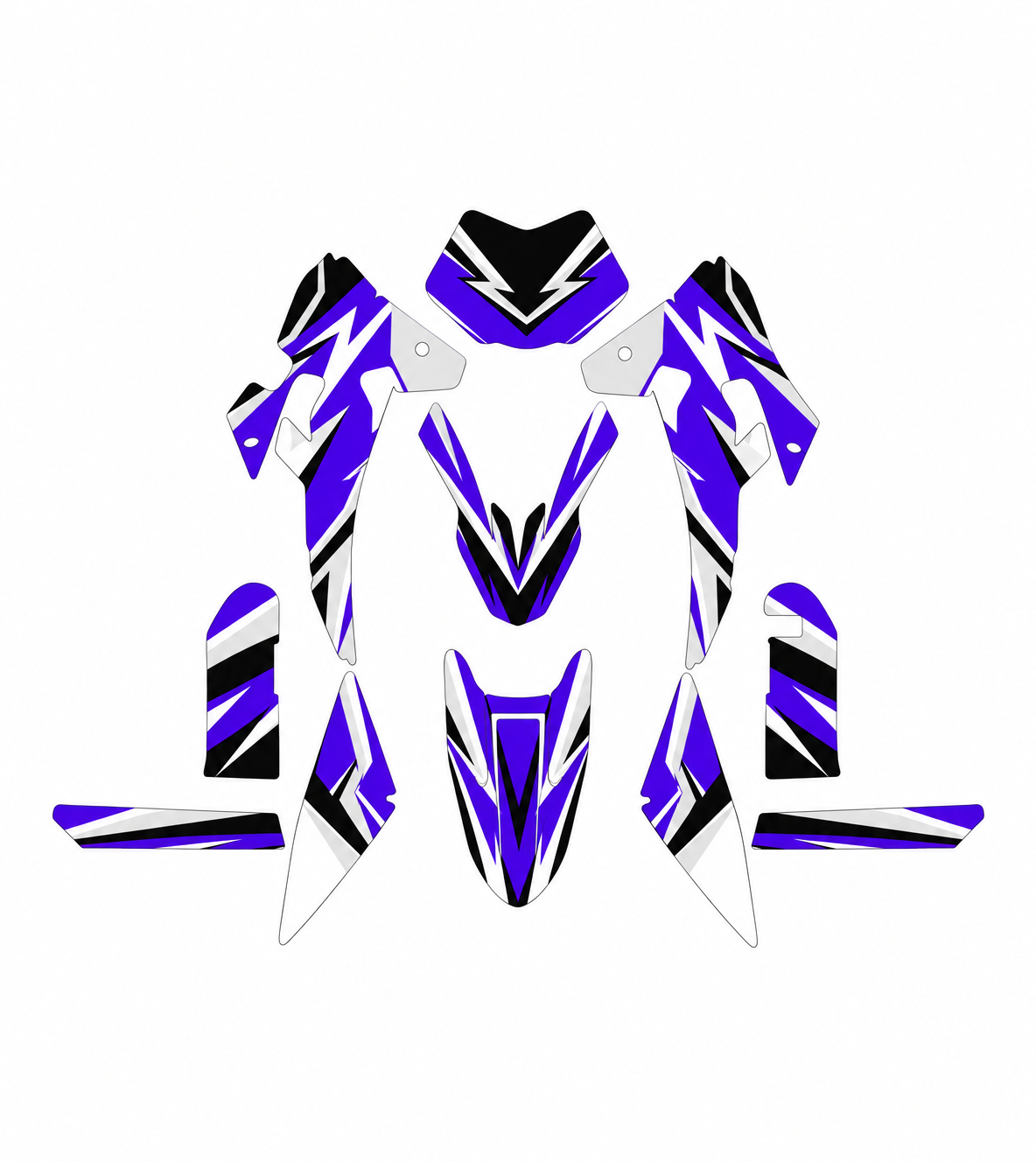 Grafiche adesive personalizzate per Fantic 50 e 125, viola e nero — kit Binni Design, modello 14