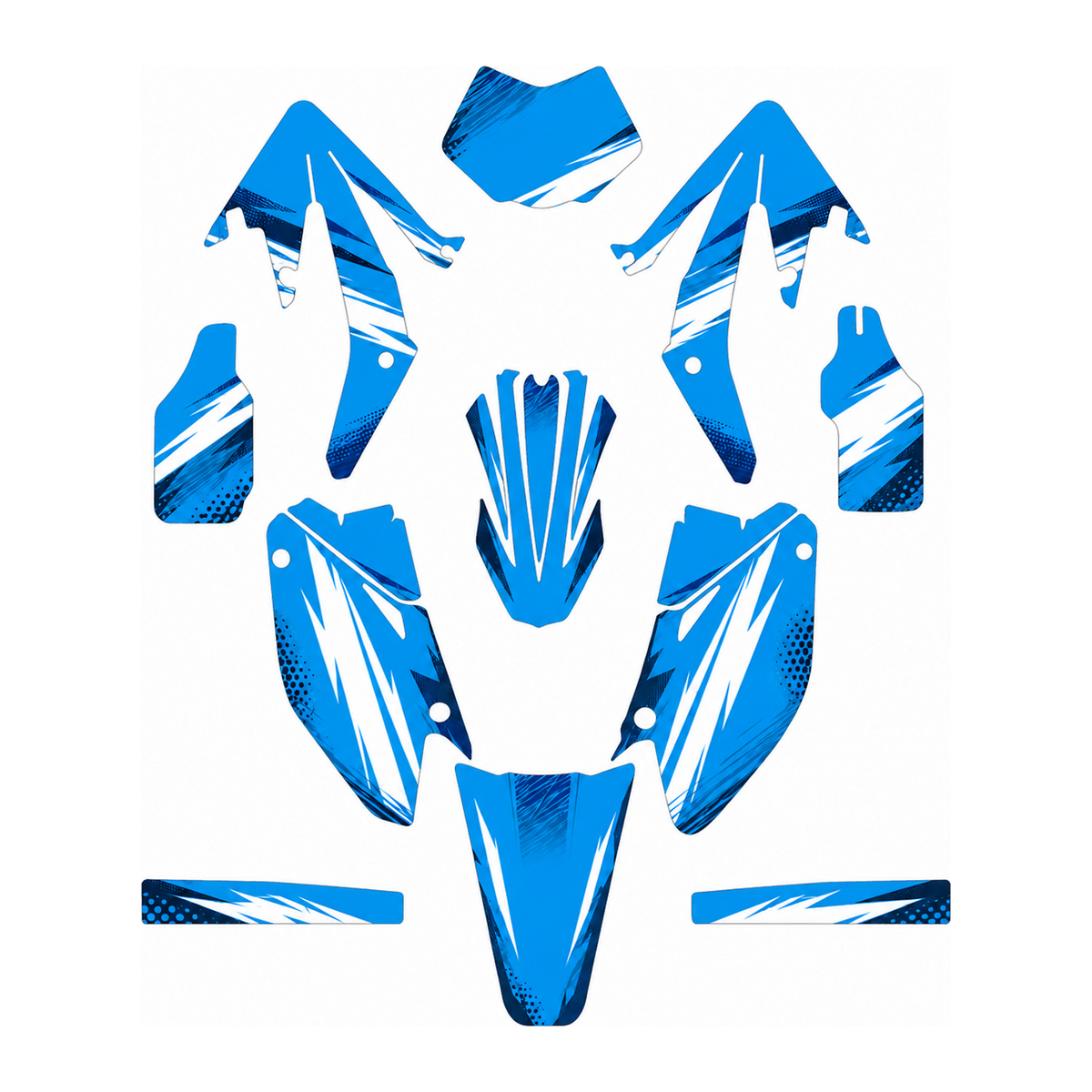 Grafiche adesive personalizzate per HM 50 e 125, azzurro — kit Binni Design, modello 05