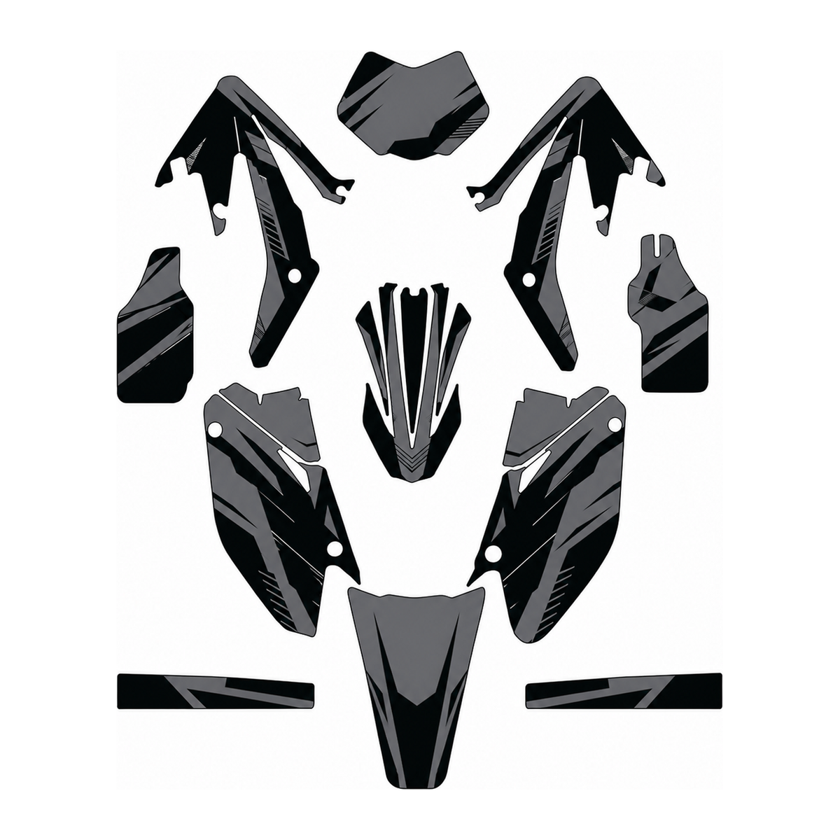Grafiche adesive personalizzate per HM 50 e 125, grigio e nero — kit Binni Design, modello 07
