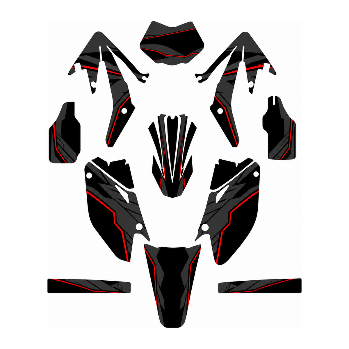 Grafiche adesive personalizzate per HM 50 e 125, nero e grigio — kit Binni Design, modello 08
