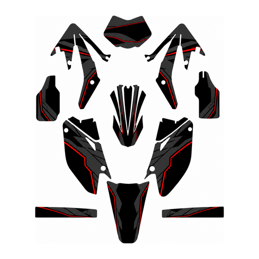 Grafiche adesive personalizzate per HM 50 e 125, nero e grigio — kit Binni Design, modello 08