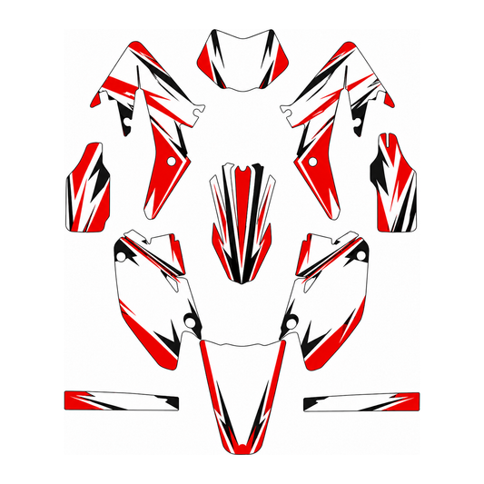 Grafiche adesive personalizzate per HM 50 e 125, rosso e grigio — kit Binni Design, modello 11