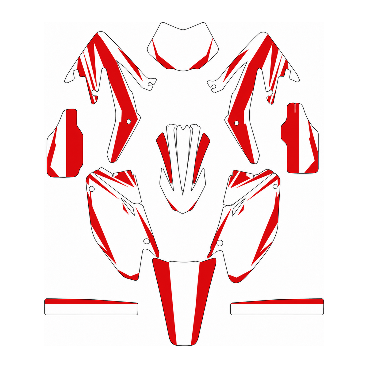 Grafiche adesive personalizzate per HM 50 e 125, rosso e grigio — kit Binni Design, modello 12