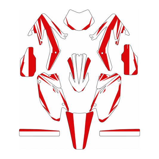 Grafiche adesive personalizzate per HM 50 e 125, rosso e grigio — kit Binni Design, modello 12