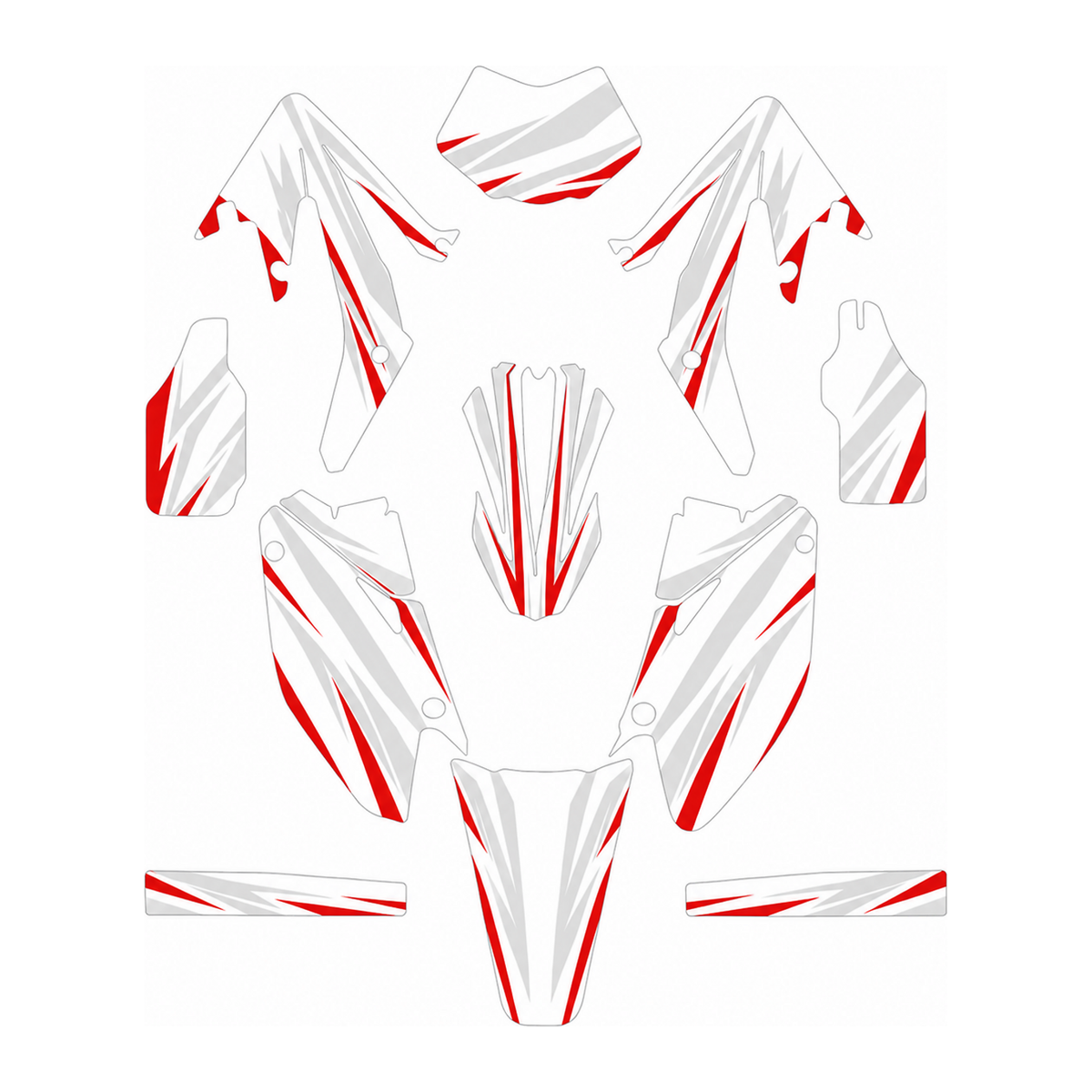 Grafiche adesive personalizzate per HM 50 e 125, rosso e grigio — kit Binni Design, modello 13