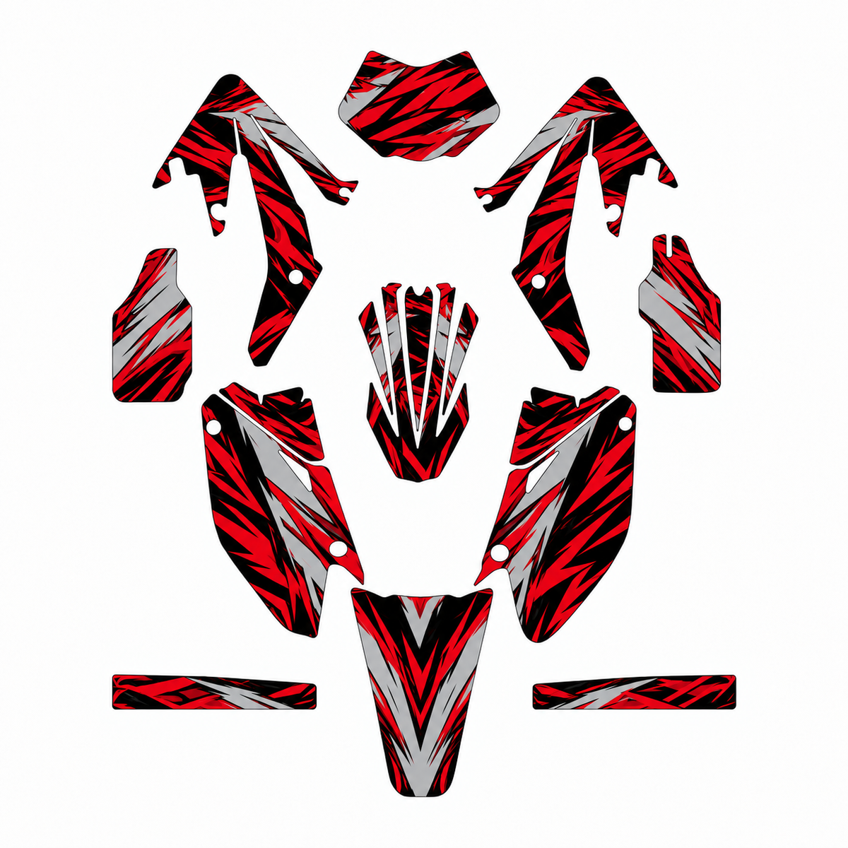 Grafiche adesive personalizzate per HM 50 e 125, rosso e nero — kit Binni Design, modello 03