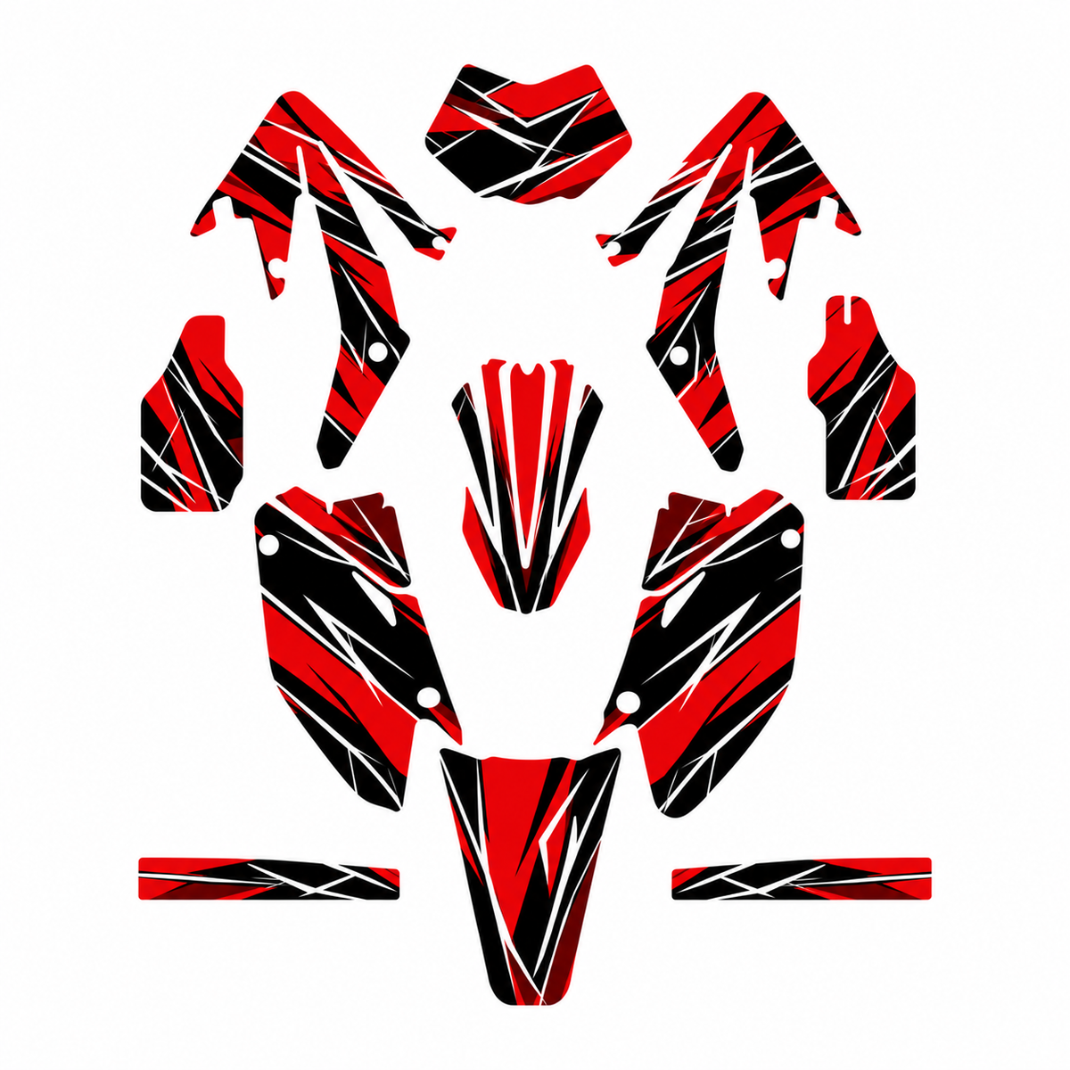 Grafiche adesive personalizzate per HM 50 e 125, rosso e nero — kit Binni Design, modello 04