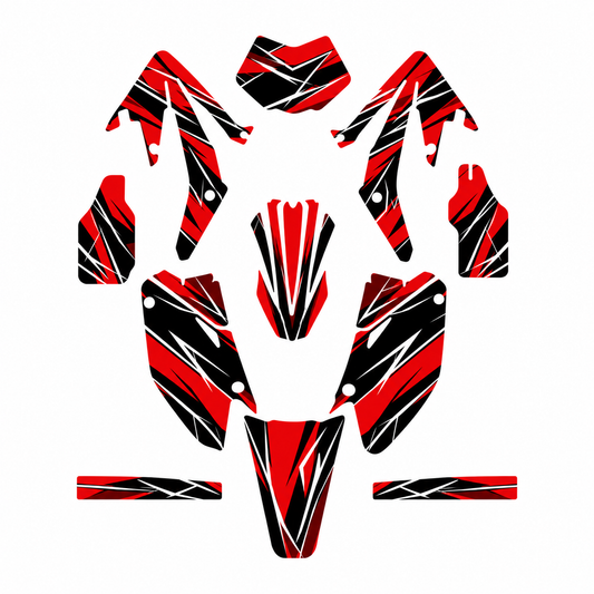 Grafiche adesive personalizzate per HM 50 e 125, rosso e nero — kit Binni Design, modello 04