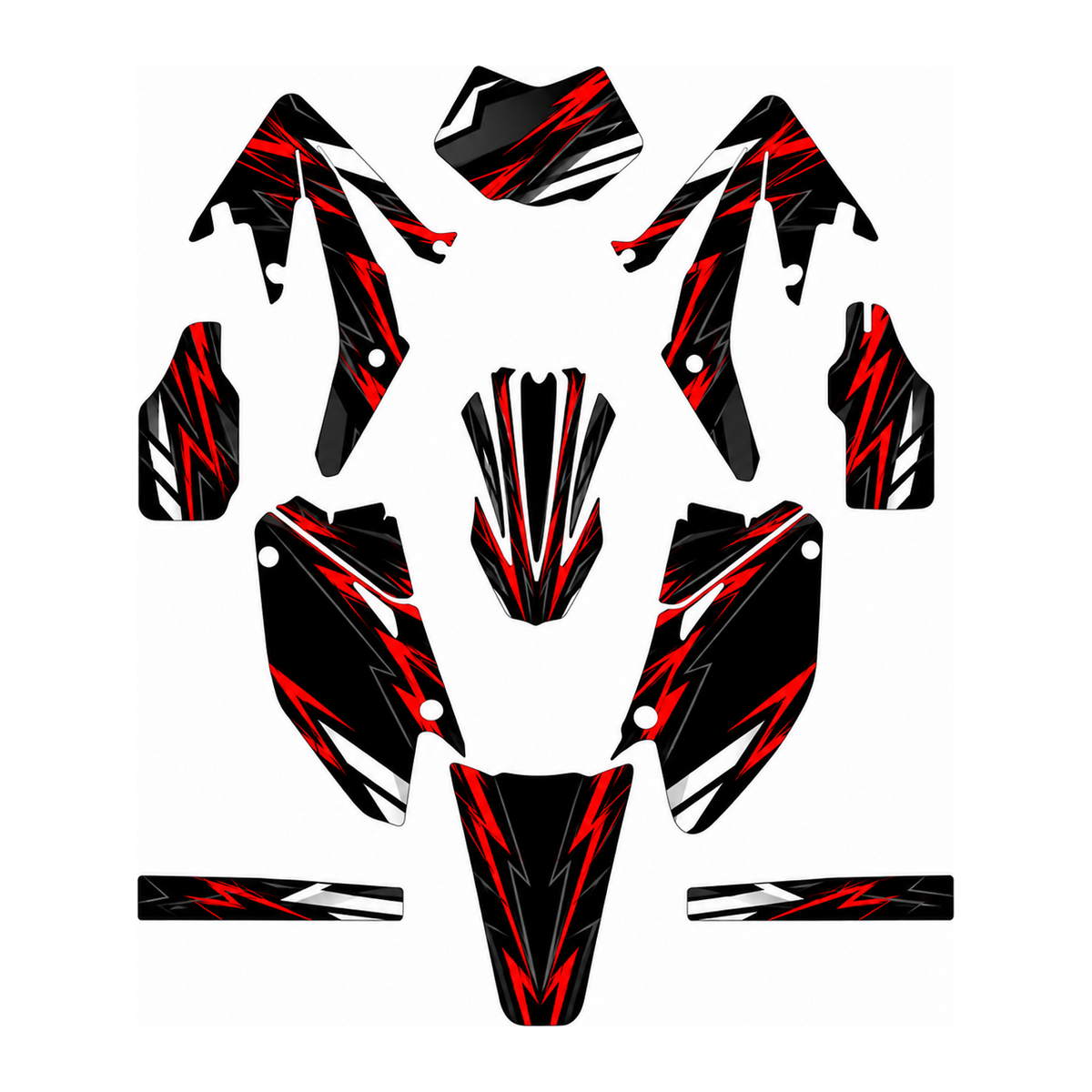 Grafiche adesive personalizzate per HM 50 e 125, rosso e nero — kit Binni Design, modello 14