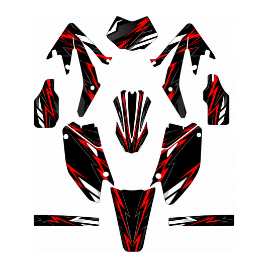 Grafiche adesive personalizzate per HM 50 e 125, rosso e nero — kit Binni Design, modello 14